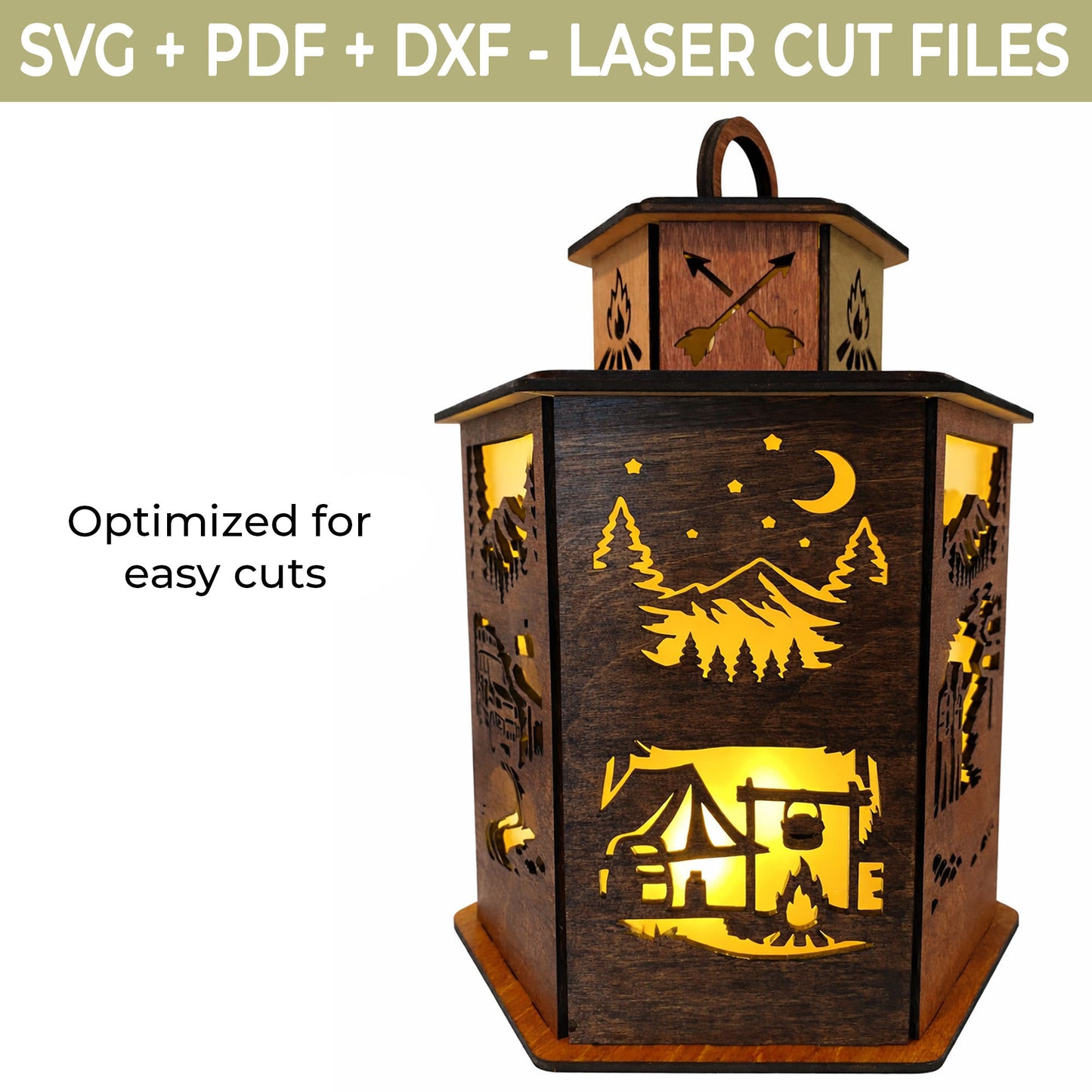 Camping Lantern Laser Cut File (SVG, DXF, PDF) – Glowforge Template
