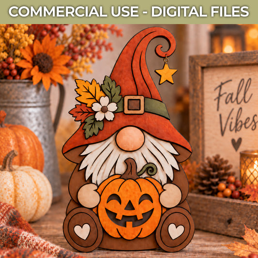 Autumn Gnome SVG – Single Layer Laser Cut File