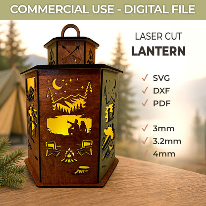 Camping Lantern Laser Cut File (SVG, DXF, PDF) – Glowforge Template