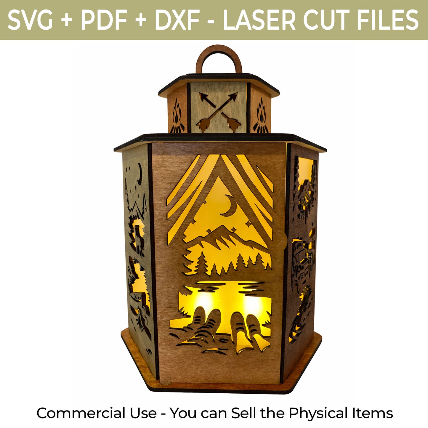 Camping Lantern Laser Cut File (SVG, DXF, PDF) – Glowforge Template
