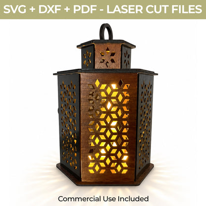 Moroccan Laser Cut Lantern Files,  Glowforge Decorative LED Lantern Template