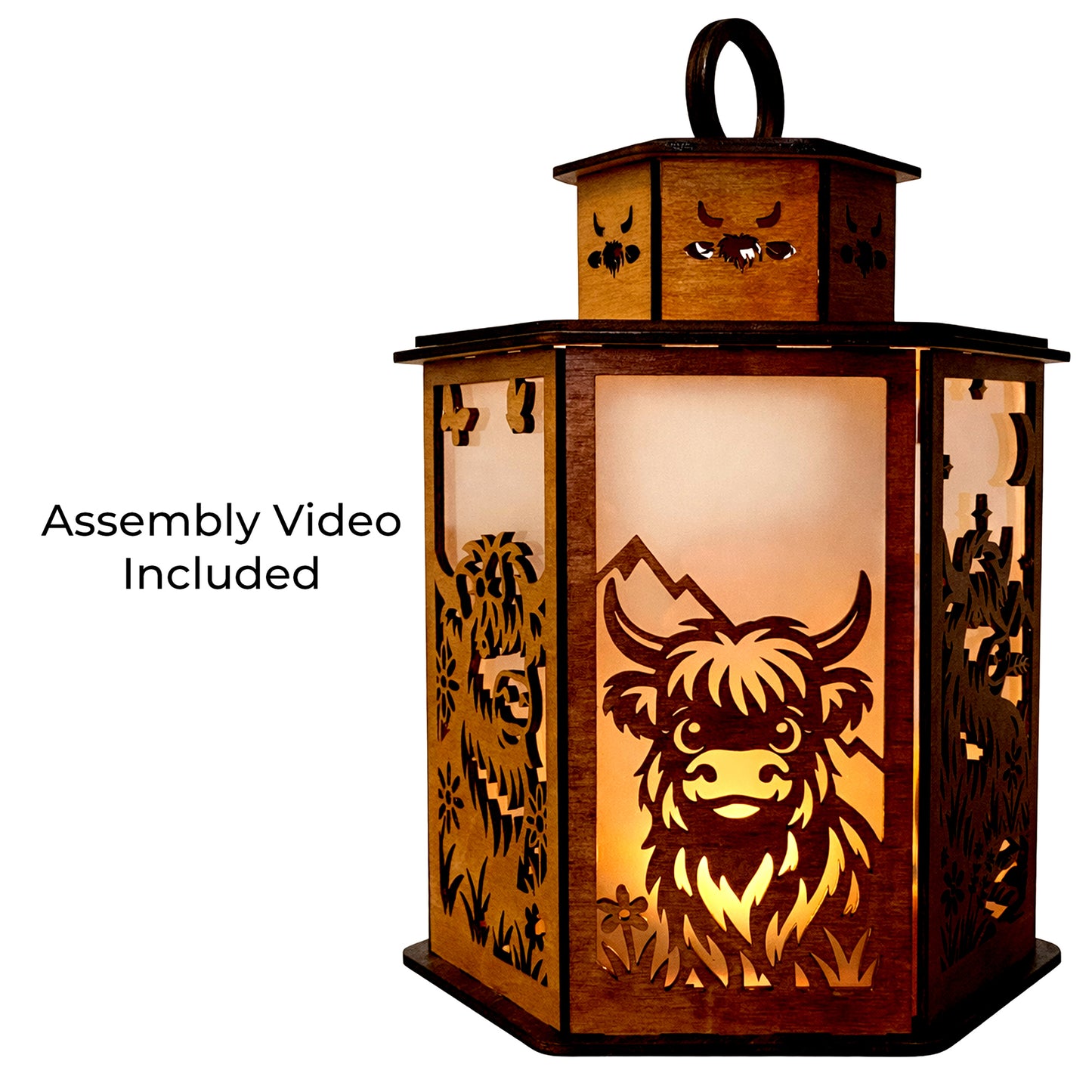 Highland Cow Lantern SVG, PDF, DXF - Laser Cut File - Digital Download