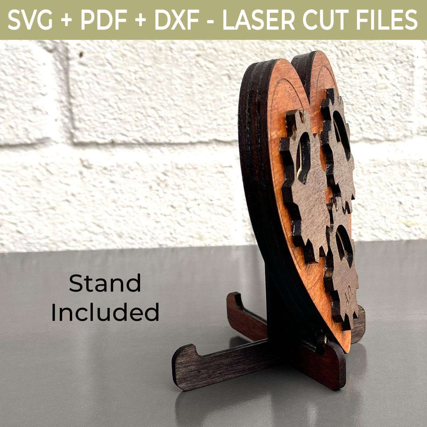 Mechanical Gear Heart Laser Cut File – Rotating Gears Heart Gift for Couples