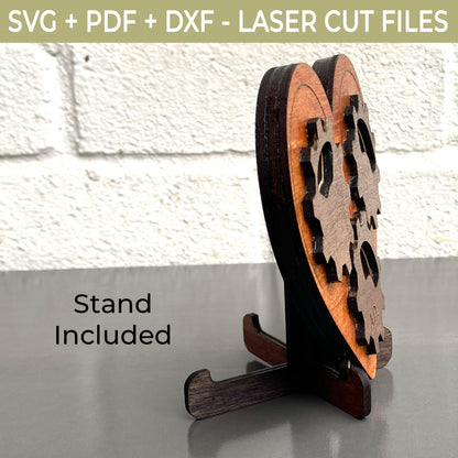 Mechanical Gear Heart Laser Cut File – Rotating Gears Heart Gift for Couples