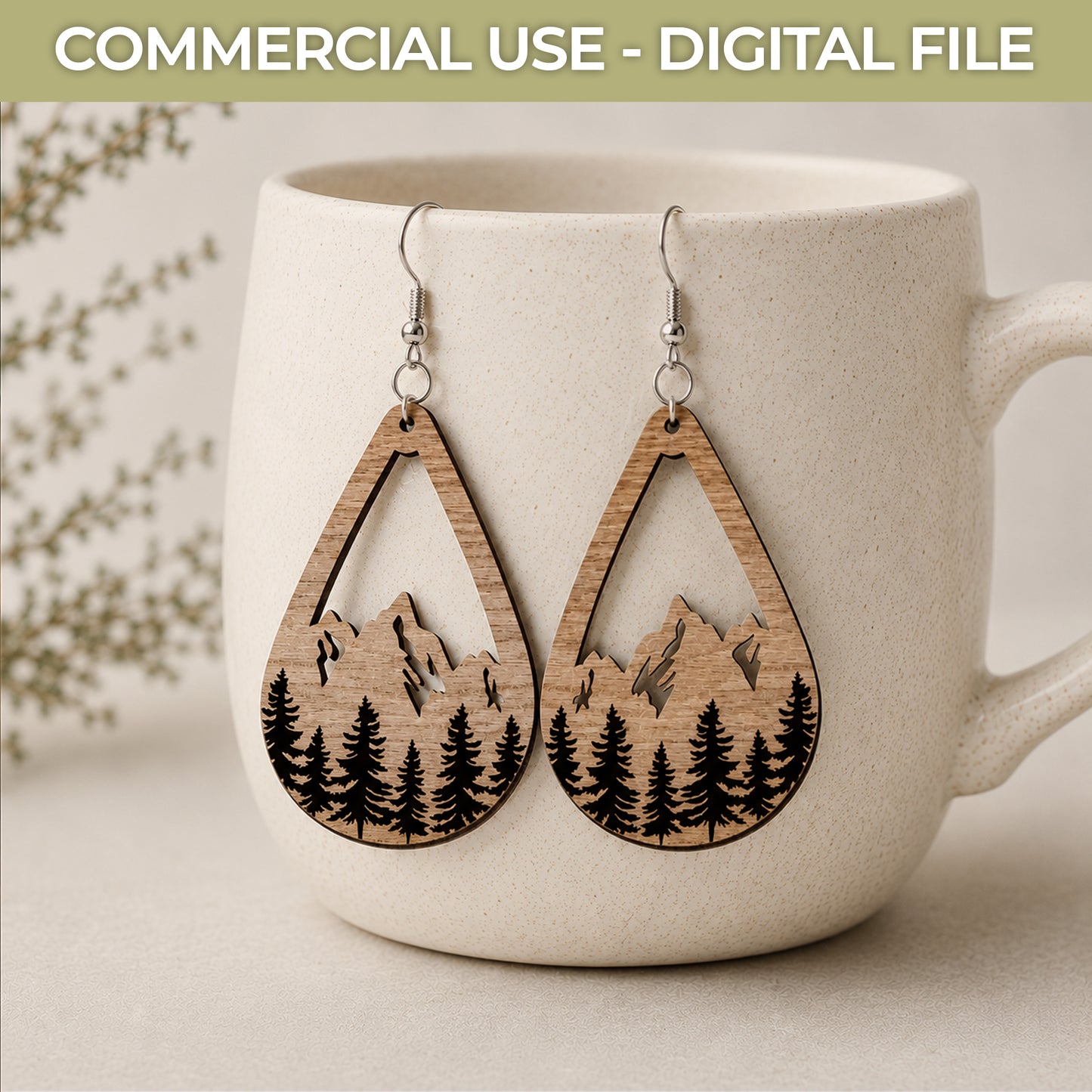 Mountain Earrings SVG Laser Cut File - Glowforge Wooden Earring Template