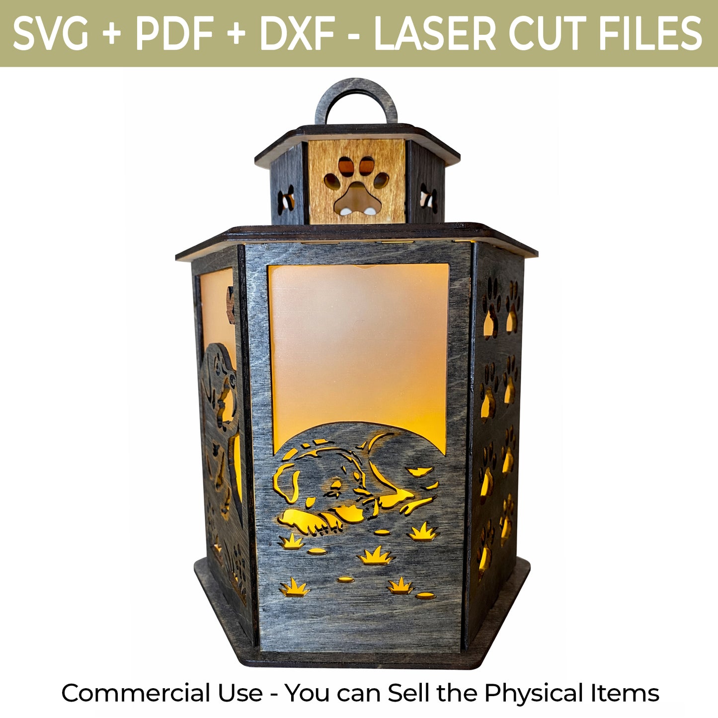Rottweiler Lantern SVG  Laser Cut File - Glowforge Dog Memorial Lantern Template