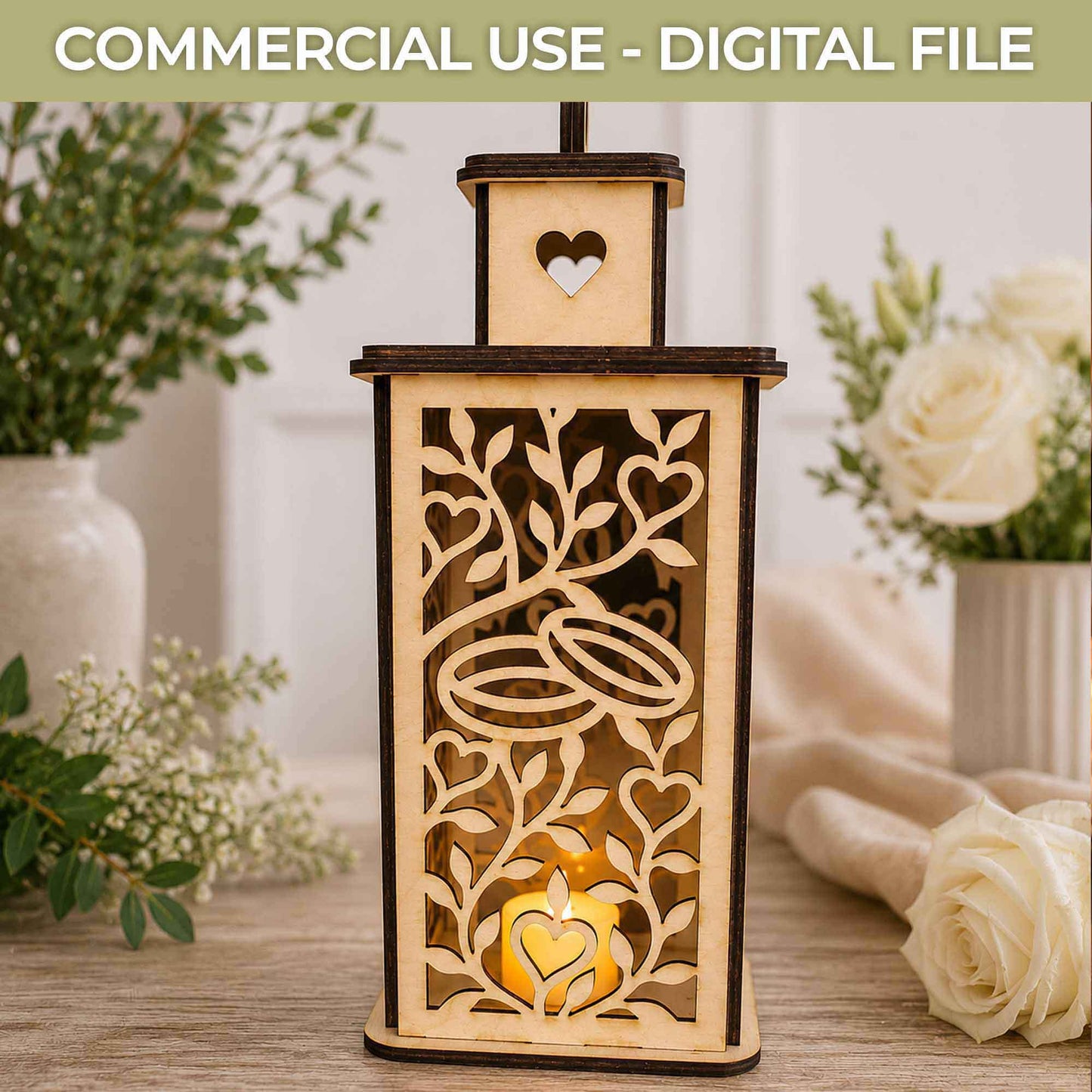 Wedding Lantern SVG File – Personalized Laser Cut Lantern - Glowforge, xTool Template