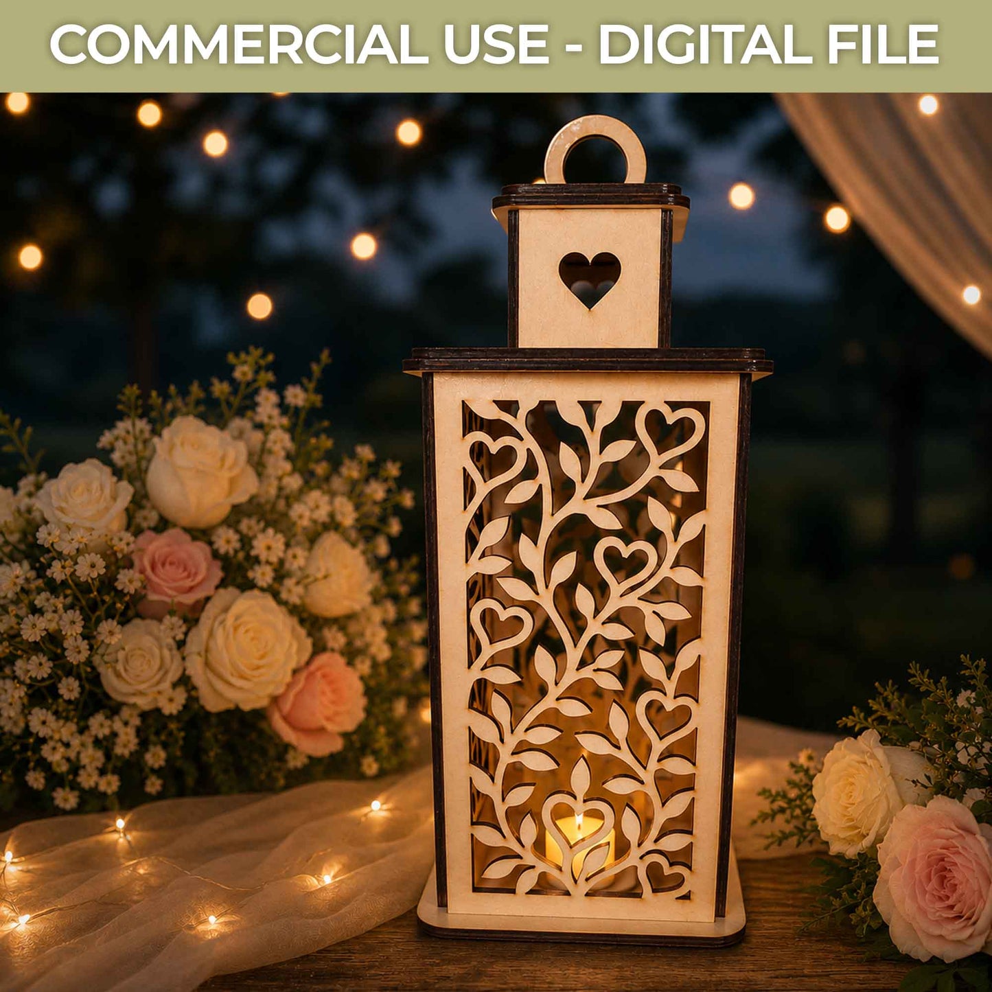 Wedding Lantern SVG File – Personalized Laser Cut Lantern - Glowforge, xTool Template