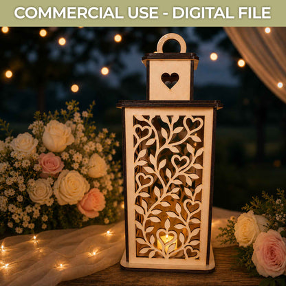 Wedding Lantern SVG File – Personalized Laser Cut Lantern - Glowforge, xTool Template