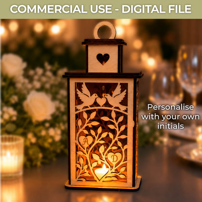 Wedding Lantern SVG File – Personalized Laser Cut Lantern - Glowforge, xTool Template