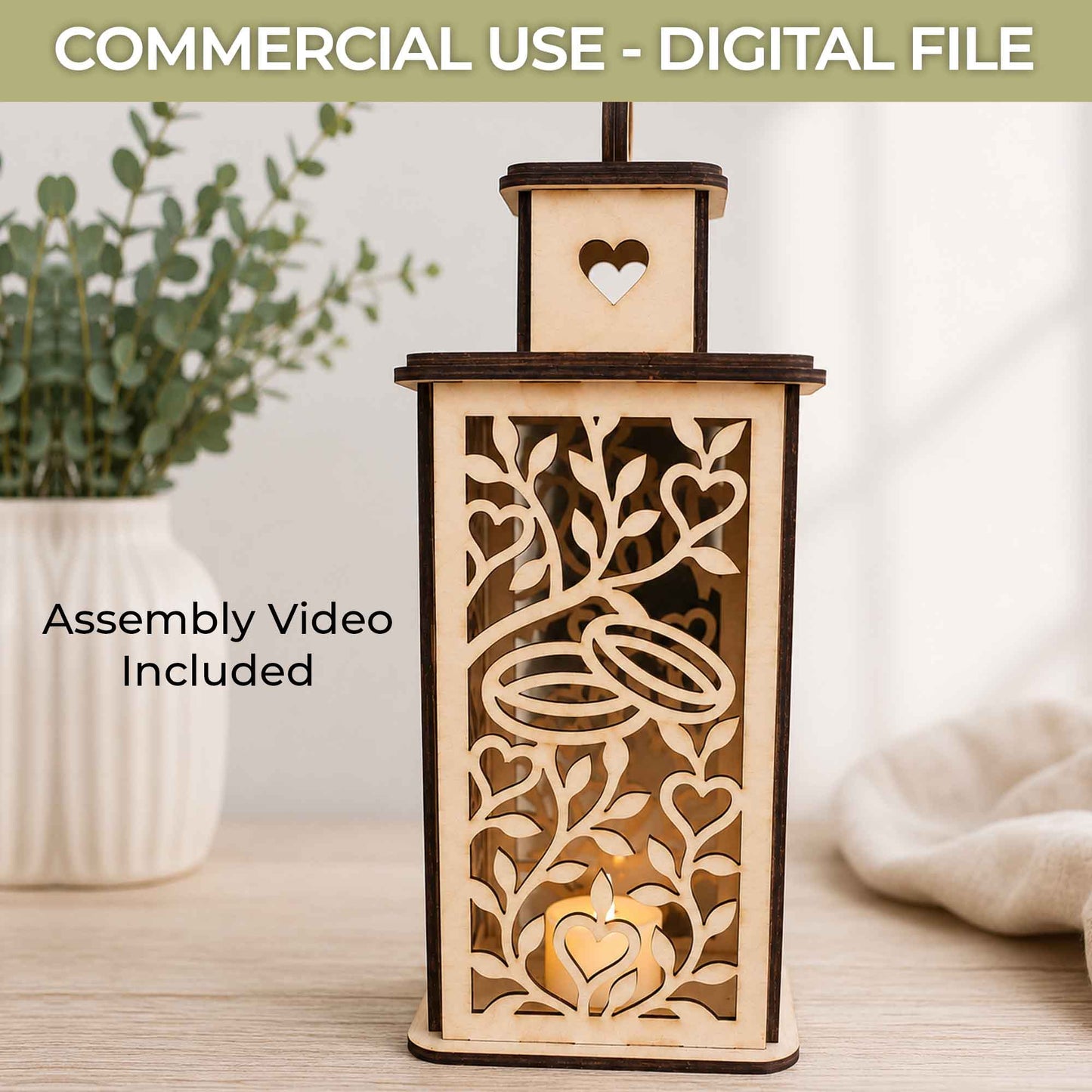 Wedding Lantern SVG File – Personalized Laser Cut Lantern - Glowforge, xTool Template