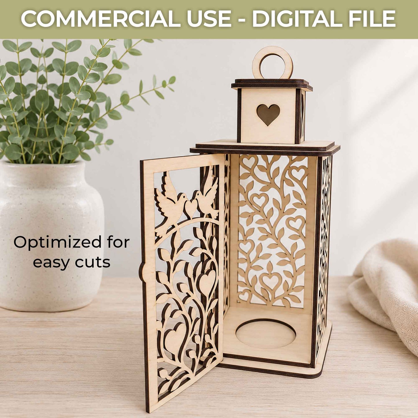 Wedding Lantern SVG File – Personalized Laser Cut Lantern - Glowforge, xTool Template